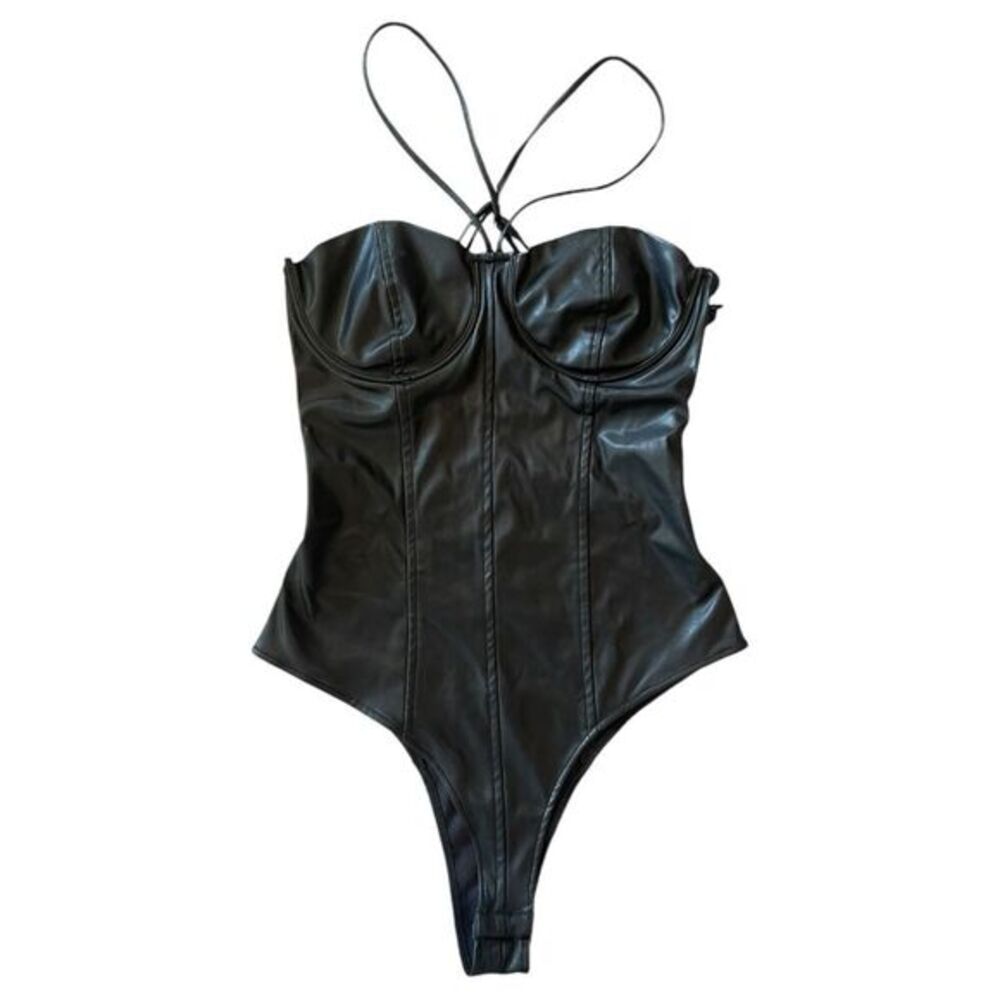 zara faux leather corset bodysuit size xs